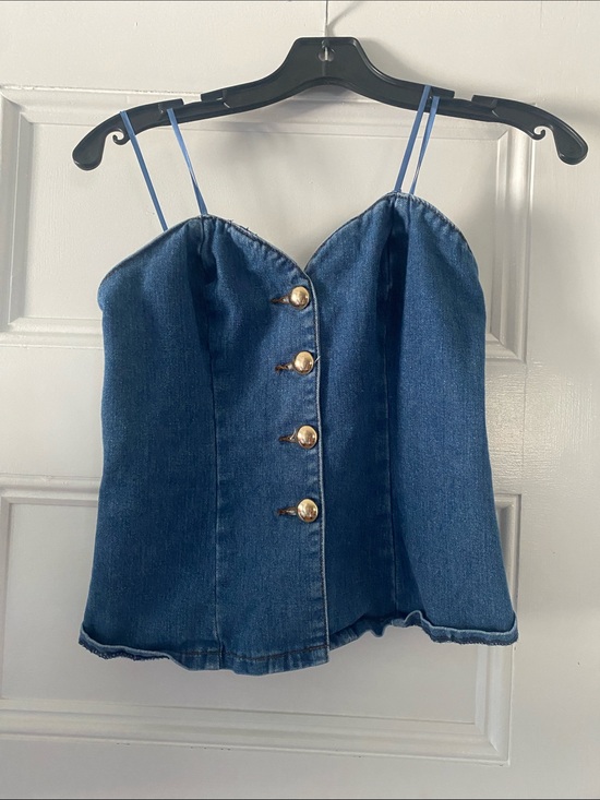 Sincerly Jules Tops - Sincerely Jules Denim Corset Cami - Blue